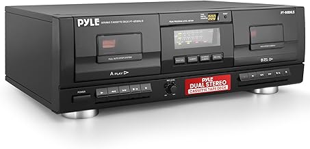 PyleUsa Dual Stereo Cassette Tape Deck-Double Cassette Recorder w/ MP3 Music Converter, RCA for Recording, Dubbing, USB, Retro Design - for Standard/CrO2 Tapes, Home Use