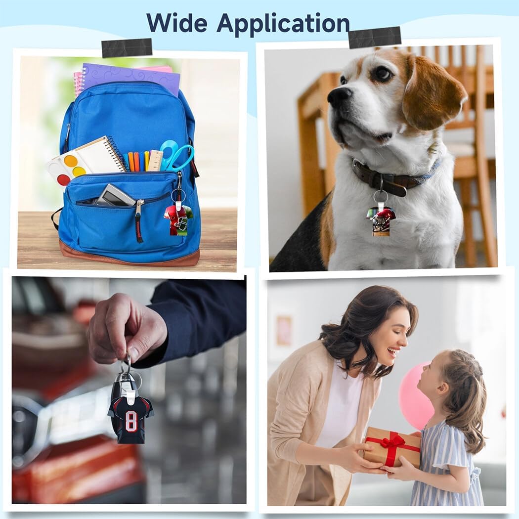 Lnrueg 40 Pcs Sublimation Keychain Blanks, MDF Double-Sided Heat Transfer Football Key Chains, Printable Blank Keychains with Rings and Clips for DIY Crafts - Image 9