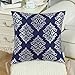 CaliTime Pack of 2 Soft Jacquard Throw Pillow Covers Cases for Couch Sofa Home Decoration Vintage Diamond Shape Damask Floral 18 X 18 Inches Navy Blue