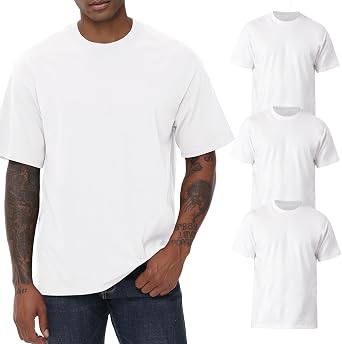KEEPSHOWING Mens Oversized Short Sleeve T-Shirts Cotton Loose Fit Tees