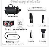 TRIGRAND Pulseur Chien Professionnel Souffleur Chien Silencieux 3000W réglable - Souffleur de Soins pour Chien avec 4 Buses différentes et Tuyau élastique,Noir Profond - 6