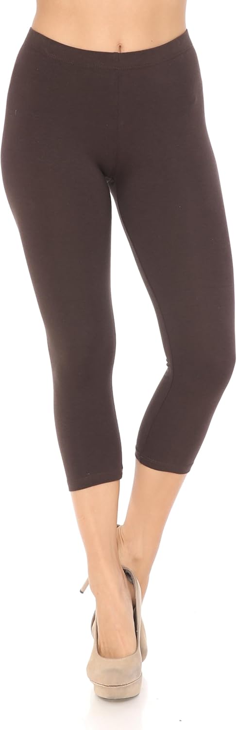 Made in The USA - Skin Smoothing Solid Basic Cotton Capri Leggings - Image 7