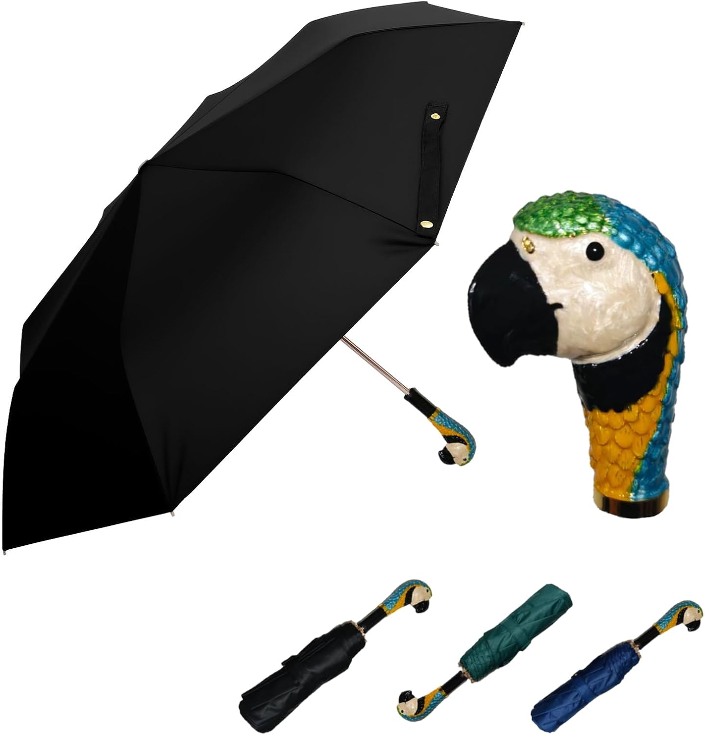 Handpainted Artisan Foldable Umbrella – Animal Lovers – Traditional Enamel Figurine – Fashion Umbrella – Unique Gift Idea – Compact & Windproof – Advanced UV Protection