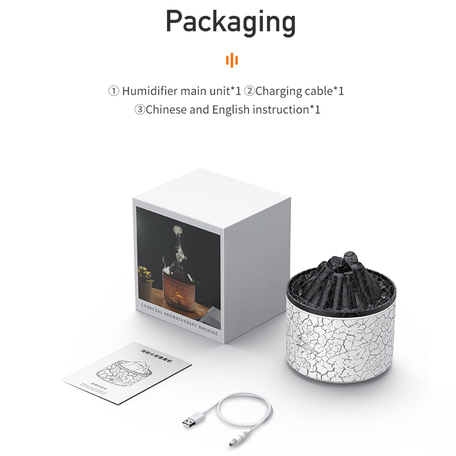 2024 nowy nawilżacz z dyfuzorem do aromaterapii na węglu lawowym, nawilżacz olejków eterycznych z dyfuzorem retro, nawilżacz USB z kolorowym pierścieniem płomienia,Black-123 * 115mm