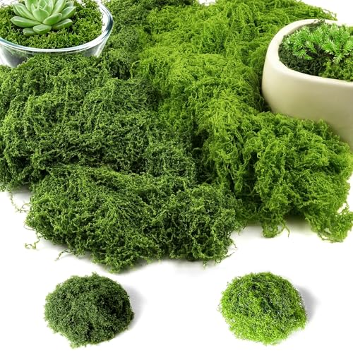 Quelcc 100g Artificial Moss Dark Green and Light Green Fake Green Moss Decorative Fake Bulk Moss for Plant Garden Lawn Crafts Decoration Landscaping Model Making