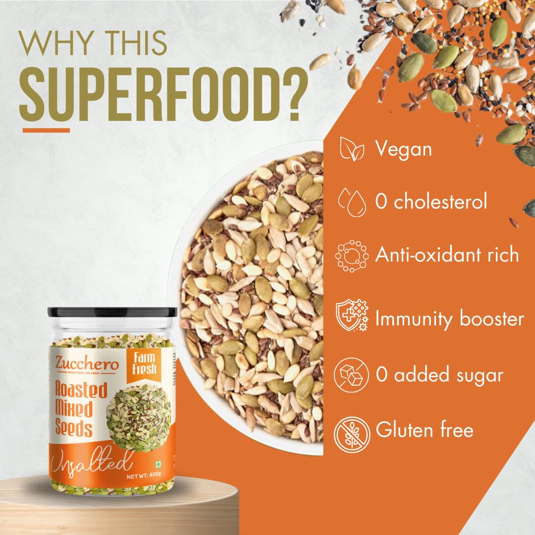 Buy Now Zucchero Roasted Premium Mixed Seeds, Unsalted, 400G (6 In 1... 4 Buy Now Zucchero Roasted Premium Mixed Seeds, Unsalted, 400G (6 In 1...