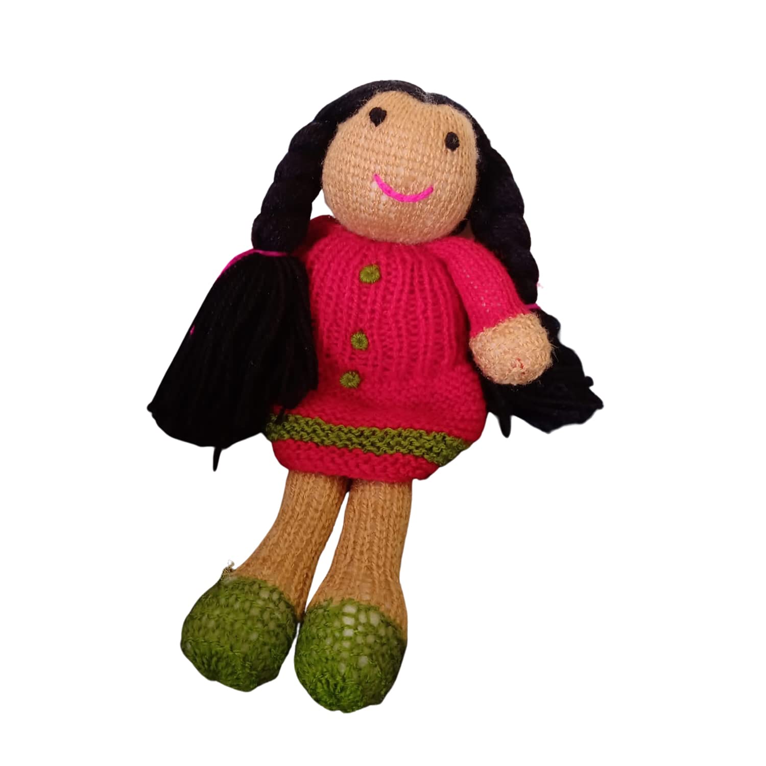 OriOri Woolen Handmade Knitted Soft Stuffed Cute Pia The Doll Plush Toy for Kids, Girls (Pack of 1, 0-5 Years)