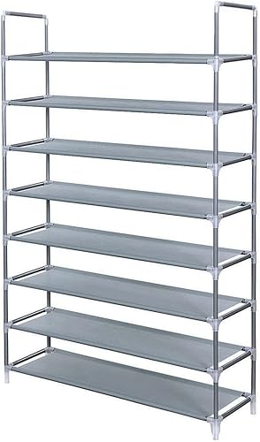 Zapatero de 8 niveles que ahorra espacio, organizador de almacenamiento de gabinete, mesa pequeña con estantes de metal duraderos, soporte de