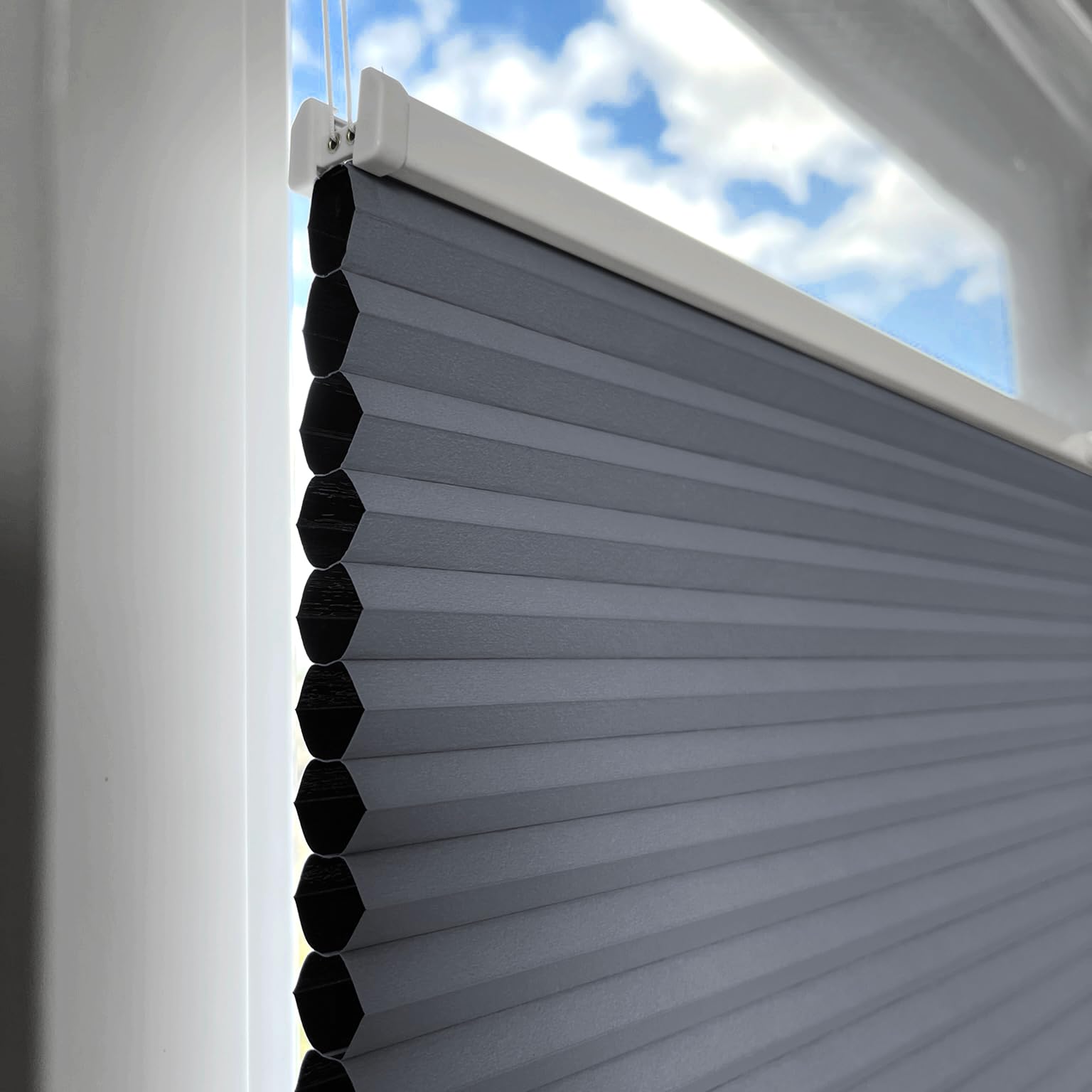 Rollmayer Plissee ohne Bohren mit Klemmträger Waben Graphit B110cm x H130cm | Verdunkelung Plisseerollo Faltrollo Sichtschutz und Sonnenschutz für Fenster und Tür