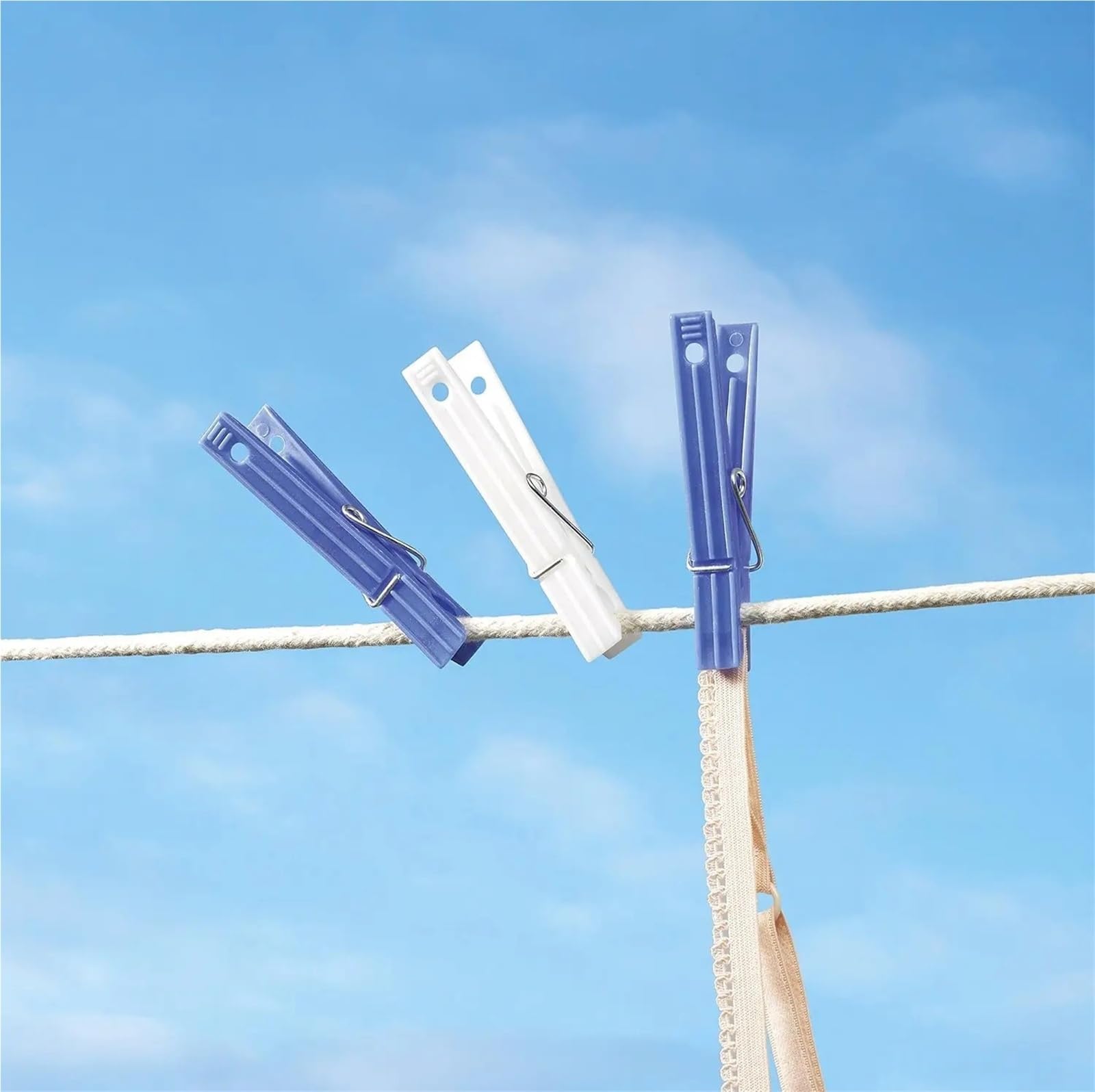 Pinzas De Plástico para La Ropa Juego de 50 Pinzas for Ropa de plástico, Blanco y Azul