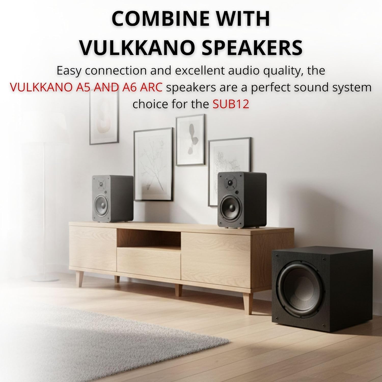 VULKKANO SUB12 Subwoofer attivo da 12 pollici, frequenza di 40 Hz - 200 Hz, 200 W