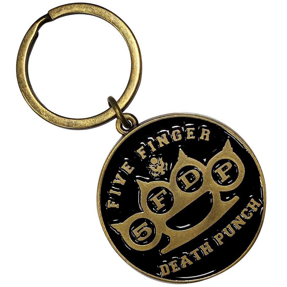 Five Finger Death Punch Keyring Keychain Brass Knuckle logo Official metal Taglia unica