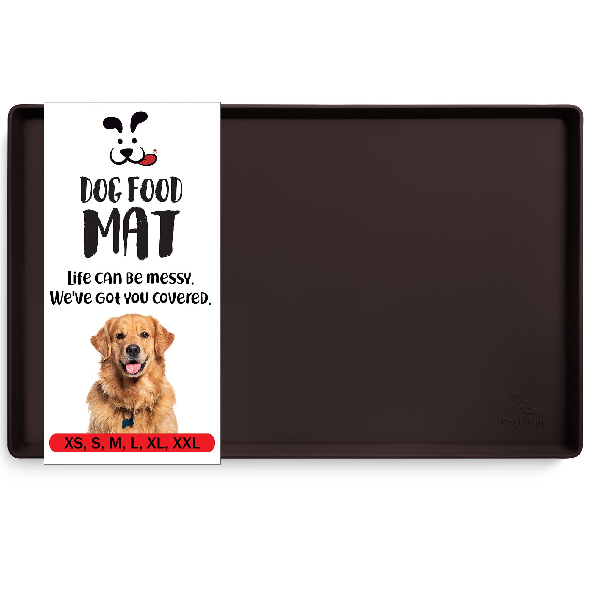 DogBuddy Dog Food Mat, Waterproof, Silicone, Coffee, 19" x 12" — image 1