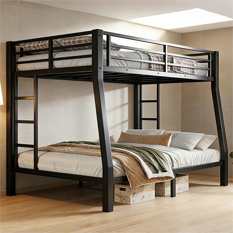 La mejor comparación de Literas Con Sofa Cama Debajo disponible en línea. 48 Bellemave - Litera de Metal tamaño matrimonial XL con barandilla Alta y Almacenamiento Debajo de la Cama, Marco de literas Resistentes con 2 escaleras Laterales, litera...