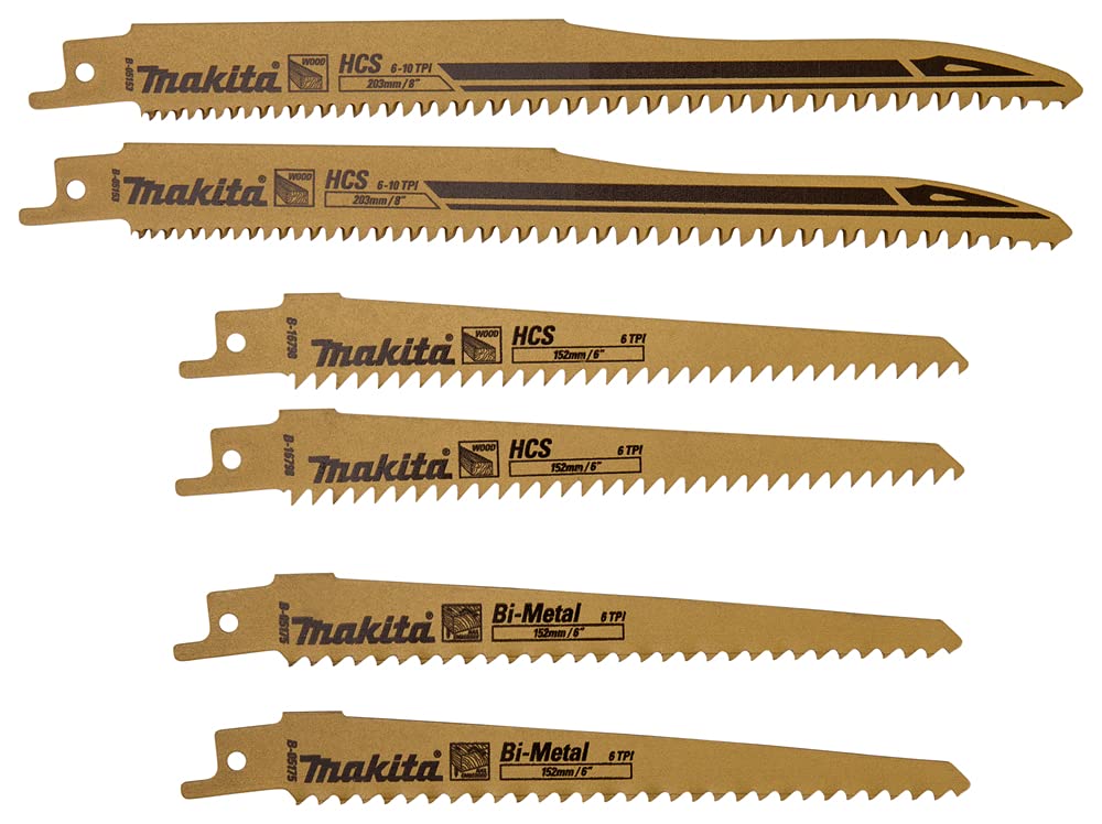 Pack de lames de scie sabre 203 mm pour bois (6 pcs) - MAKITA B-44432
