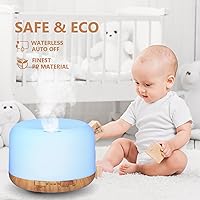 Vista 5 de SACATR 500ml Essential Oil Diffuser with 15 Essential Oils, Ultrasonic Cool Mist Humidifier, Remote Control, 4 Timers, 15 Color Lights, Auto Shut-Off