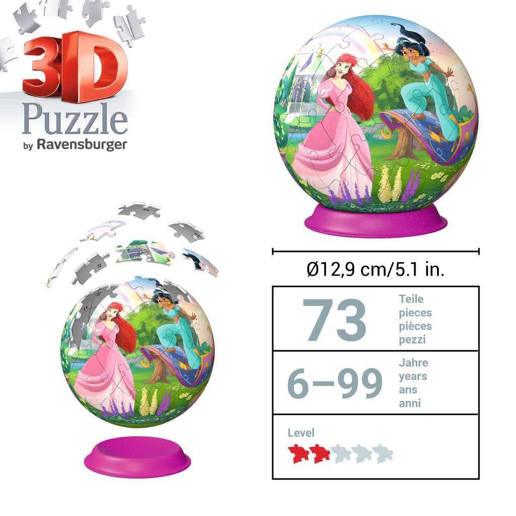 Ravensburger - Puzzle 3D, Ball Disney Princess per Adulti e Bambini 6+ Anni, Idea Regalo, 72 Pezzi, Include Supporto per Esporlo