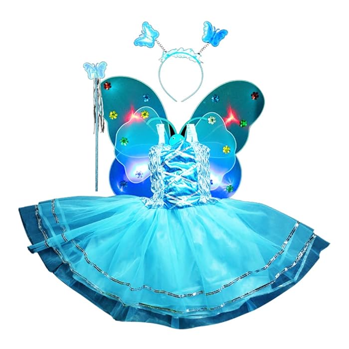 Buy Fairy Dressing Up Costume for Girls Light Up Fairy Fancy Dress Butterfly Fairy Wings Tutu