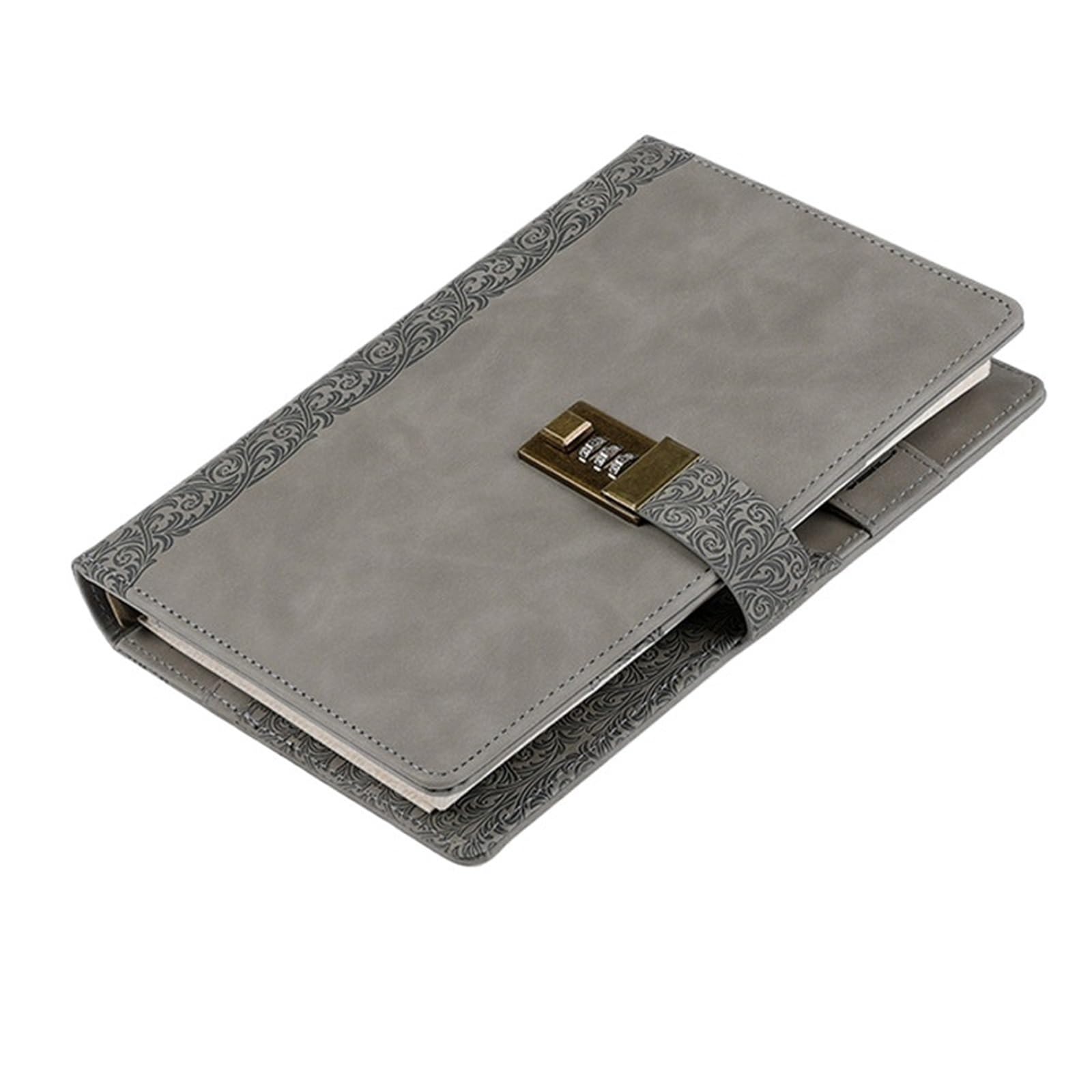 Carnet Mot De Passe Journal A5 classeur Cahier avec Serrure Spirale Journal Anneaux Bloc-Notes carnet de Croquis Cadenas Agenda planificateur Papeterie Organisateur carnet de Notes(Grey)