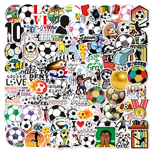 100 Pack Football Stickers - Vinyl Waterproof Sports Stickers for Kids Teens & Adults - Decals for Water Bottle Laptop MacBook Luggage Helmet Car Motorcycle - Football Team Fans Party Decals