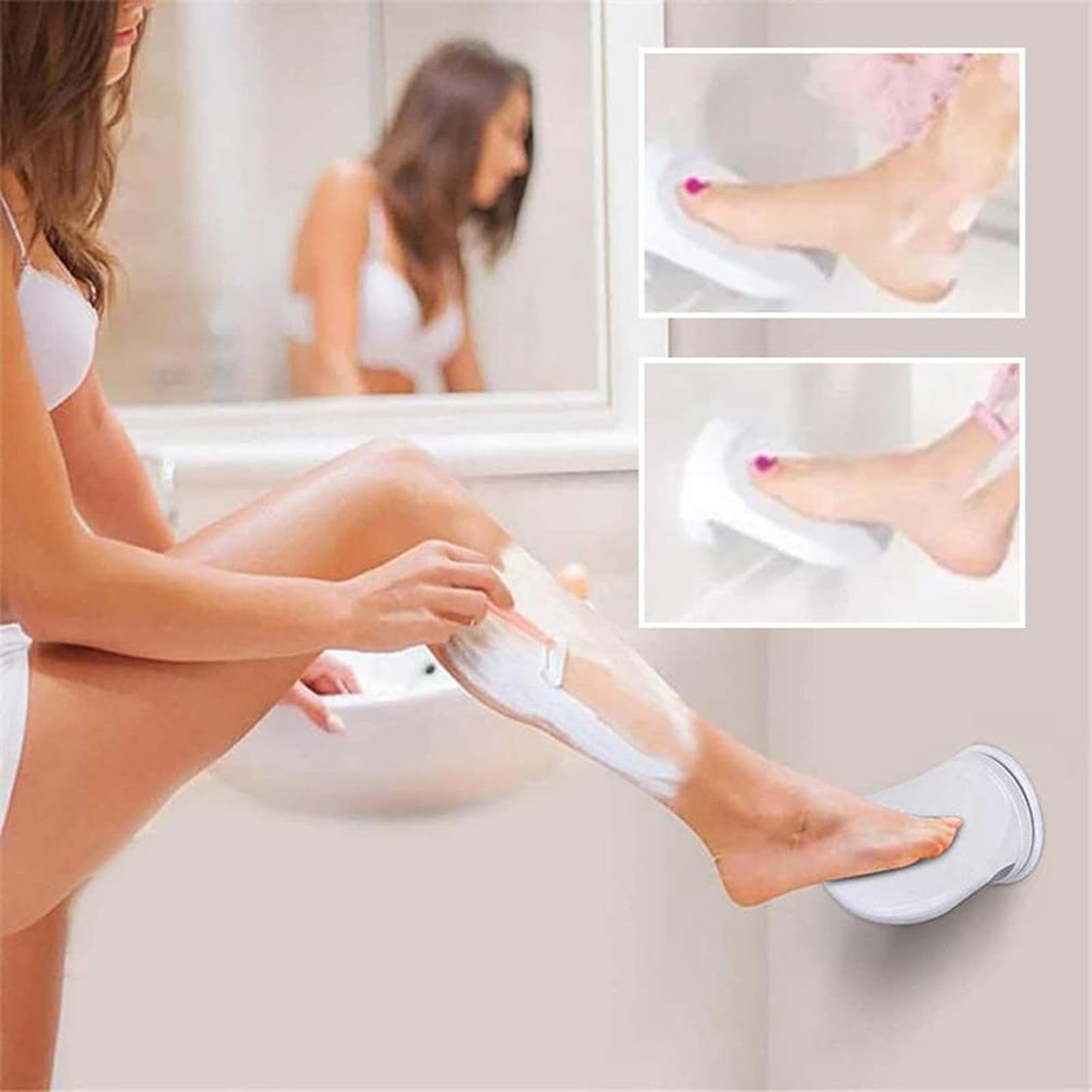 Repose Pied De Ventouse, Repose-Pédicure avec Ventouse Puissante, Repose Pied pour Rasage, Repose À Ventouse, Pédale Salle Bain Inclinée sans Perçage, Jambes Rasage