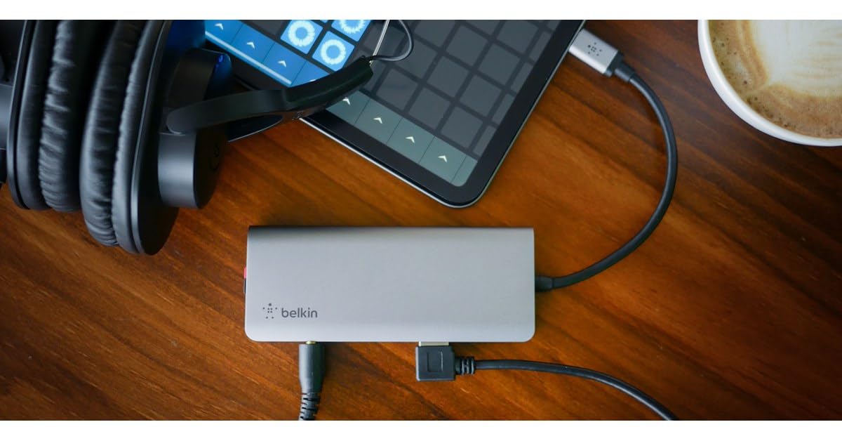 Belkin - Hub USB-C multiporta 7 in 1 (con HDMI 4K, USB-C, 2 USB-A, porta audio da 3,5 mm, slot per SD 3.0 e Micro-SD 3.0, per MacBook Pro, MacBook Air, iPad Pro, XPS e altri)