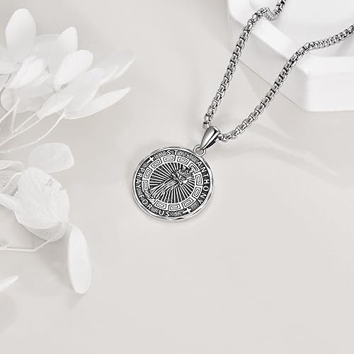 Miniatura 9 de YFN Collar protector religioso de plata de ley con colgante de San CristópaloSan MiguelSan FlorianSan Benito con colgante de urna para mujeres y
