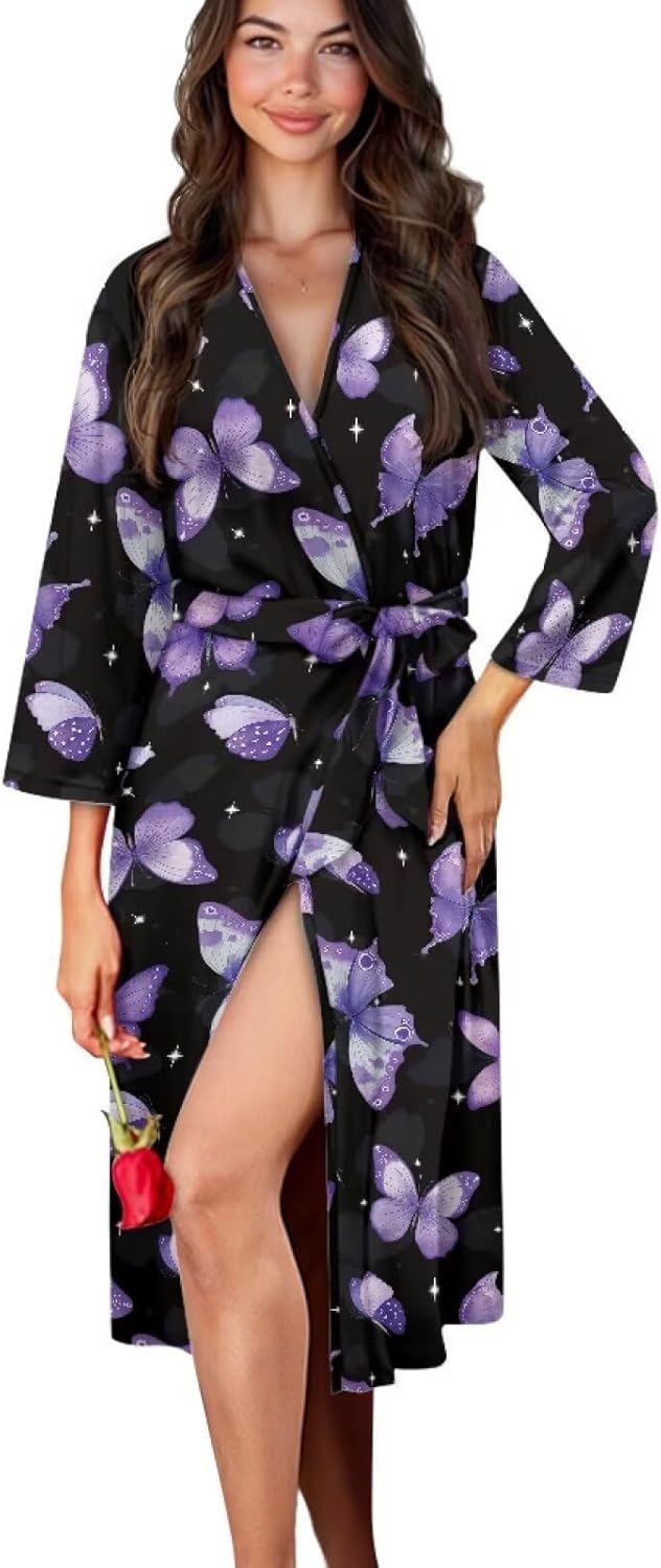 TODIYADDU Robes for Women Long Sleeve Bathrobes with Belt Lightweight Kimono Robes for Fall/Winter S-2XL - Image 4