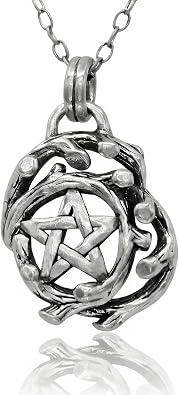 Moonlight Mysteries Sterling Silver Tree Branch Wiccan Pentacle Pendant