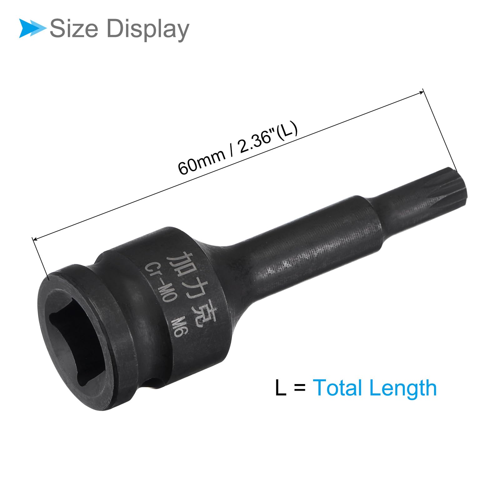 CoCud Impact Spline Bit Socket, M6 Metric 60mm Long, Chrome Molybdenum Steel One Piece Construction 3/8" Drive Impact Socket - Image 2