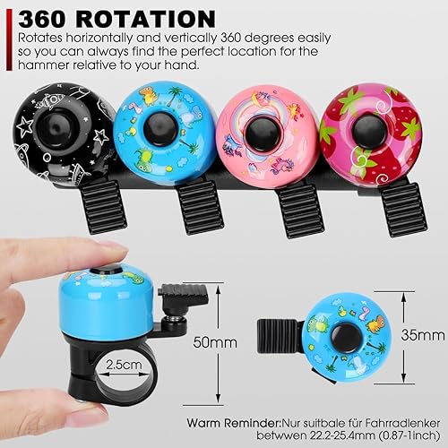 Miniatura 3 de Timbre de bicicleta para niños, niñas, adultos, 120 db, clásico mini anillo de bicicleta ruidoso, diseño de campana de bicicleta con sonido nítido y