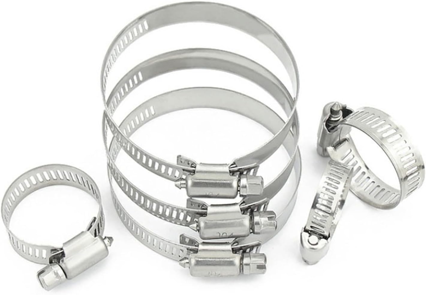 Adjustable Hose Clamps kit, 304 Stainless Steel Adjustable Drive Hose Clamp Hoop Pipe Clamp Tube Clip
