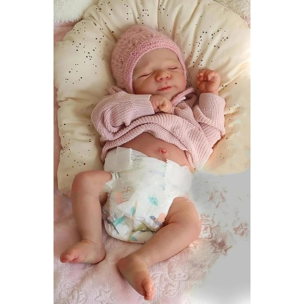 Zero pam Reborn Baby Dolls Silicone Full Body Girl Eyes Closed 18 Inch Realistic