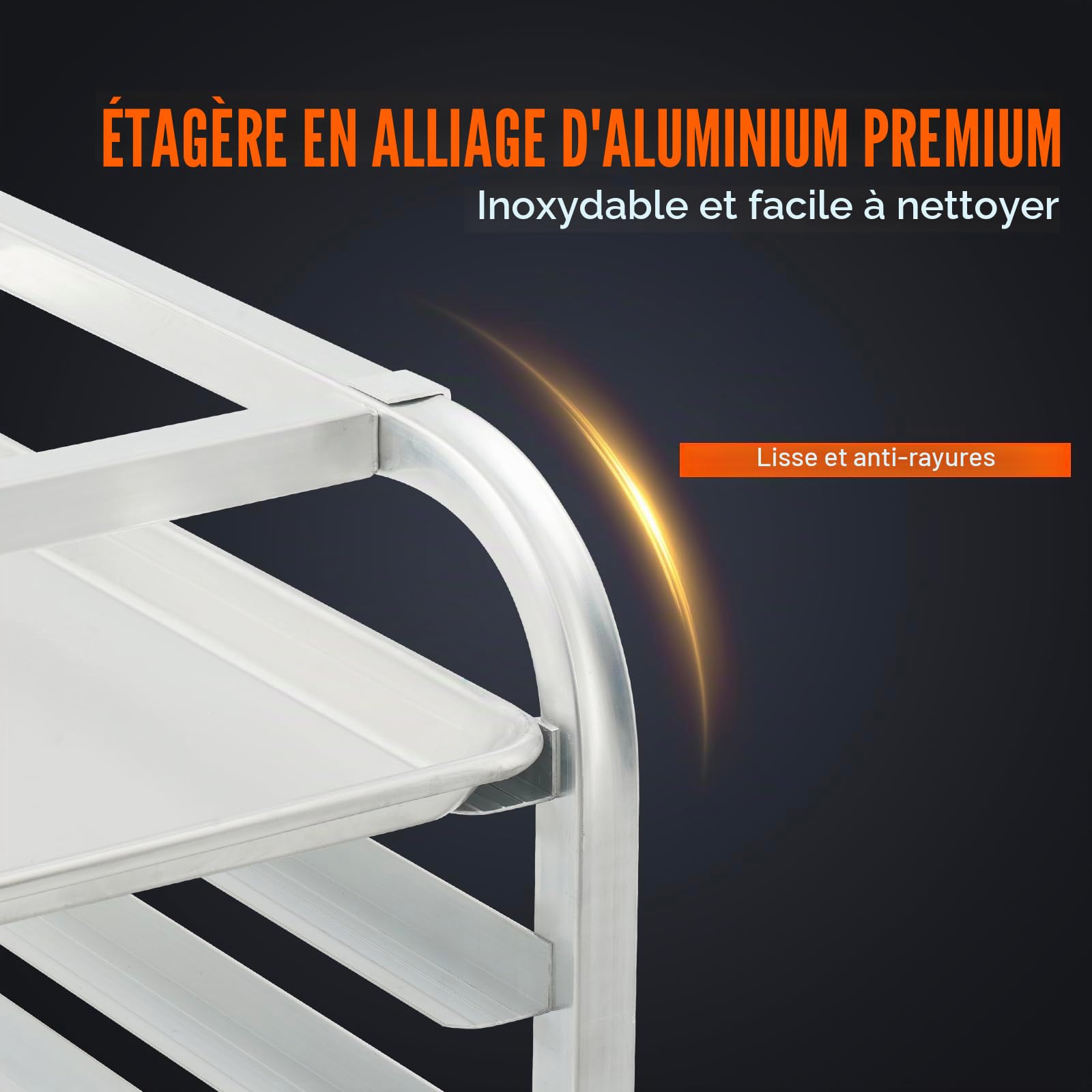 VEVOR Chariot Porte-Plaques pour Boulangerie et Pâtisserie 10 Niveaux, Échelle porte-Plateaux Pâtisserie sur Roues Commerciale, Chariot de Stockage en Aluminium, Cuisson du Pain, 66x51,5x98,5 cm