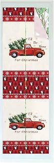Red Christmas Truck Window Privacy Film Decorative Stained Glass Window Film Xmas Tree Snowflake Plaid Holiday Static Windows Clings Sticker for Glass Door, 17.7"x78.7" Blackout Shades Windows Cover