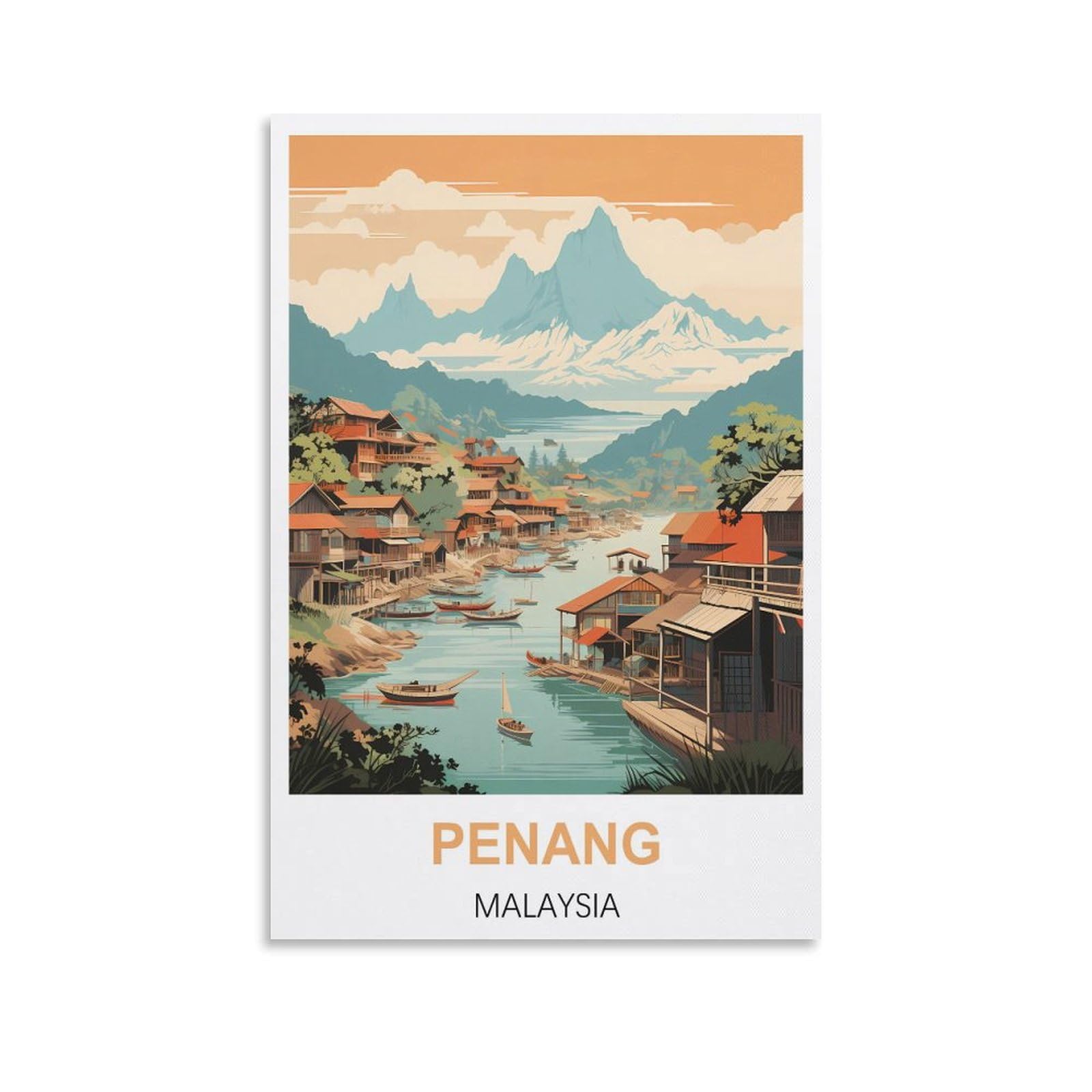 Metal Tin Sign,Penang Malaysia,Metal Tin Sign Metal Wall Plaque for Home Living Room Bedroom Bar Club Men Cave Wall Art Decor 30x30cm