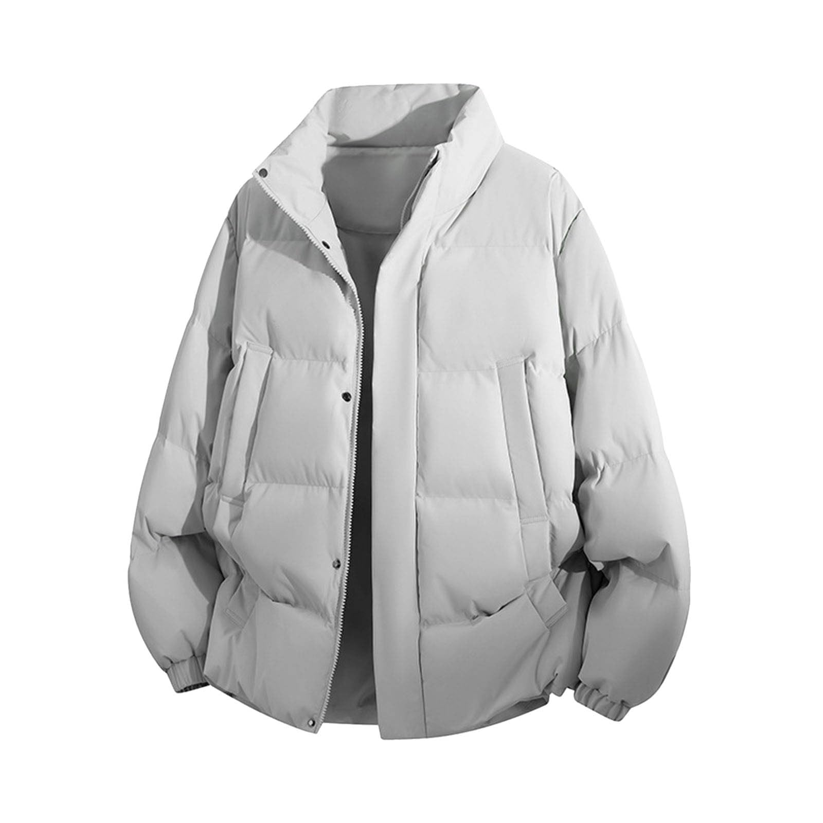Generisch Giacca trapuntata calda da uomo, Y2K, sportiva, per il tempo libero, tinta unita, cappotto invernale con cappuccio, giacca buffer, alla moda, per ragazzi e mezze stagioni, giacca spessa da