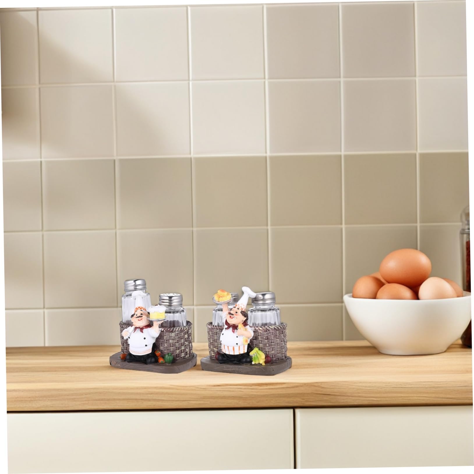 Cabilock 4juegos Vinagreras De Chef Recipientes Para Especias De Resina Frascos Para Condimentos Decorativos Para Cocina y Mesa Incluye Salero y Pimentero