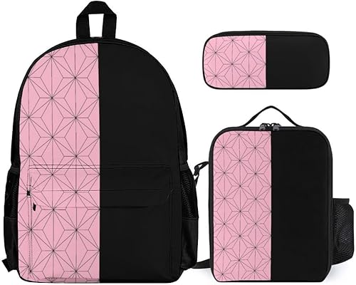 suvnufk Paquete de mochila para portátil de anime con bolsa de almuerzo aislada, caja de lápices, bolsa ligera para computadora con almohadilla