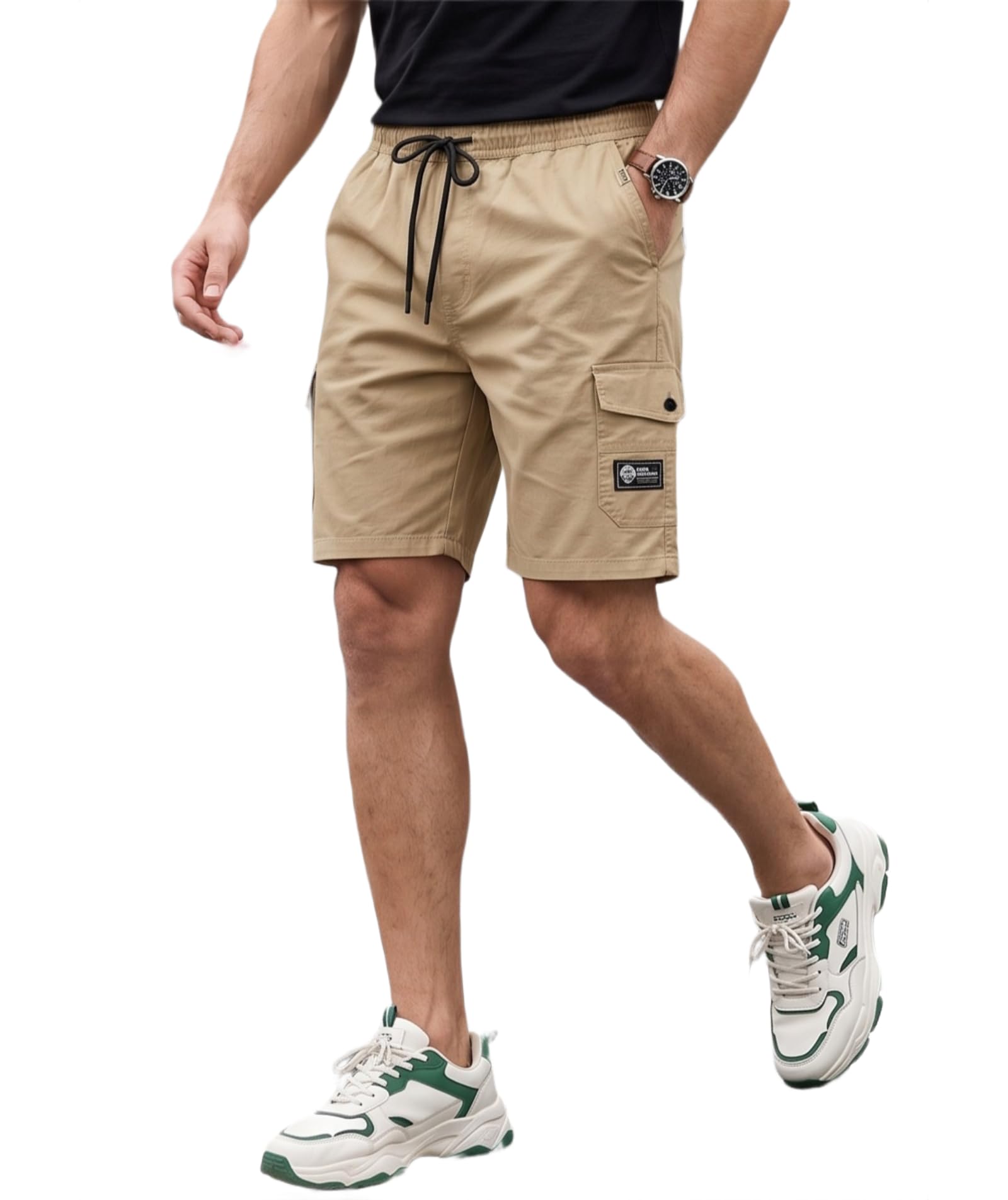 Men's Cotton Shorts with Pockets Knee Length Regulat Fit and Solid Pattern | Casual Short Pant for Men | Stylish Shorts | Mans Tights Short Cargo Regular-picture-28