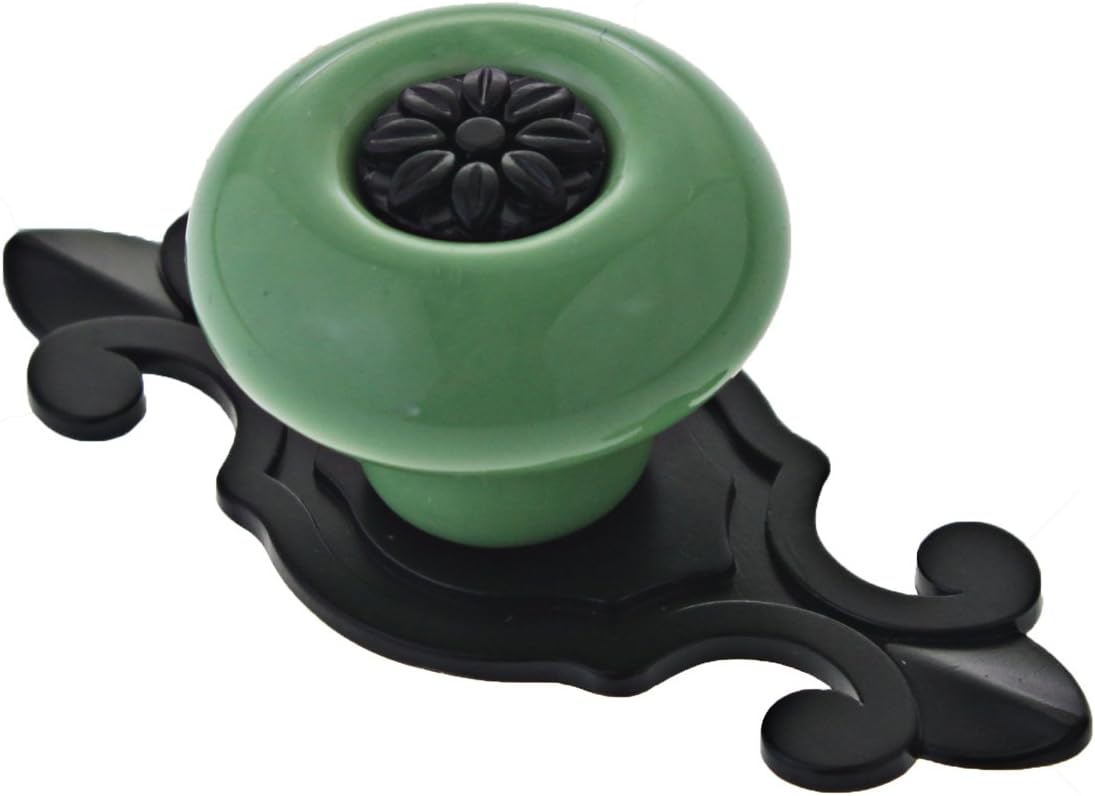 YUYIKES 12Pcs Vintage Ceramic Cabinet Knobs Handles Pulls for Drawer Closet Dresser Cupboard Wardrobe Furniture Door Kitchen (Green)