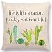 Aremazing Inspirational Quote Succulents Plants Cactus Cotton Linen Home Decor Pillowcase Throw Pillow Cushion Cover 18 x 18 Inches (Life is Like A Cactus Prickly But Beautiful)