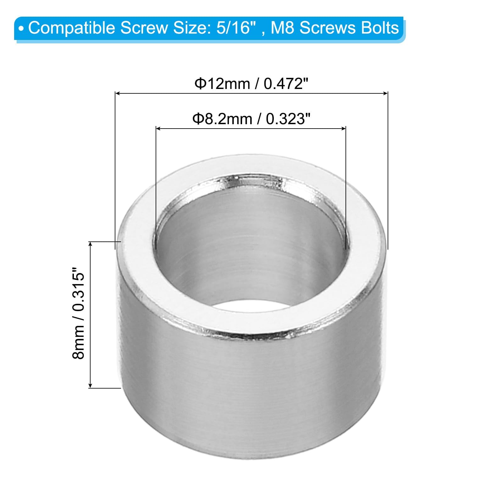 TA-VIGOR 5Pcs M8 Aluminum Spacer - Image 2