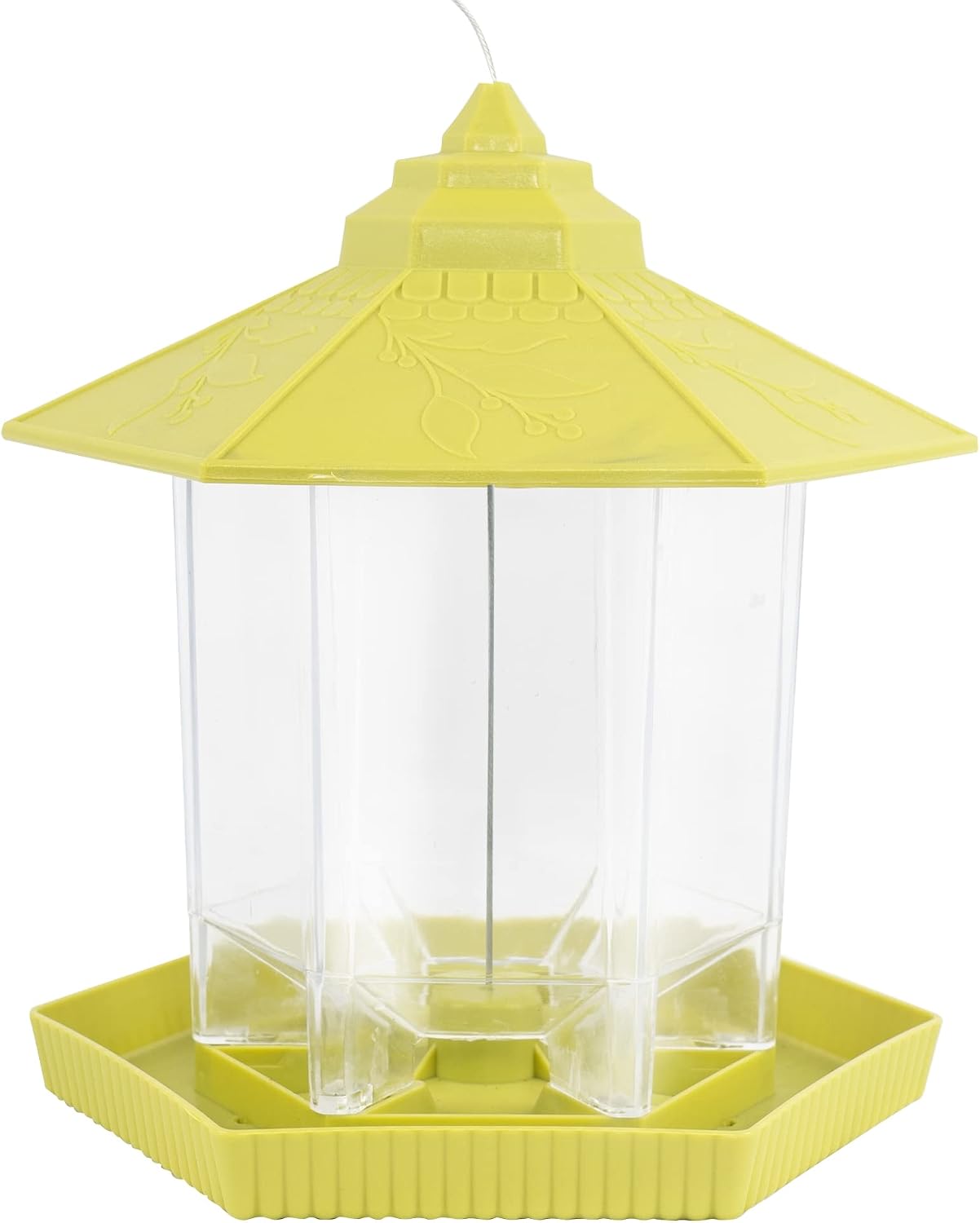 FUNPENY Wild Bird Feeder Hanging for Outdoors, Garden Yard, Grass Green Bird Feeder Decorative with Hexagonal Gazebo Design