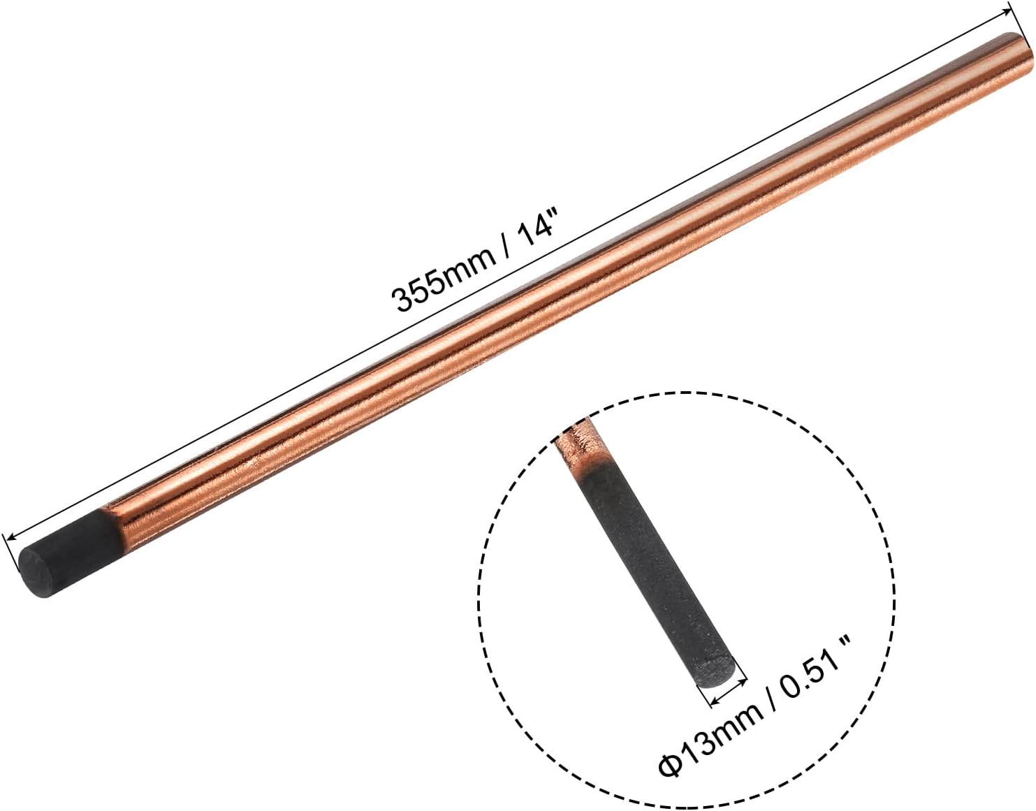 PATIKIL 20pcs 13mmx355mm(1/2"x14") Carbon Arc Air Gouging Rods Copper Graphite Coated Gouging Electrode Rods for Welding