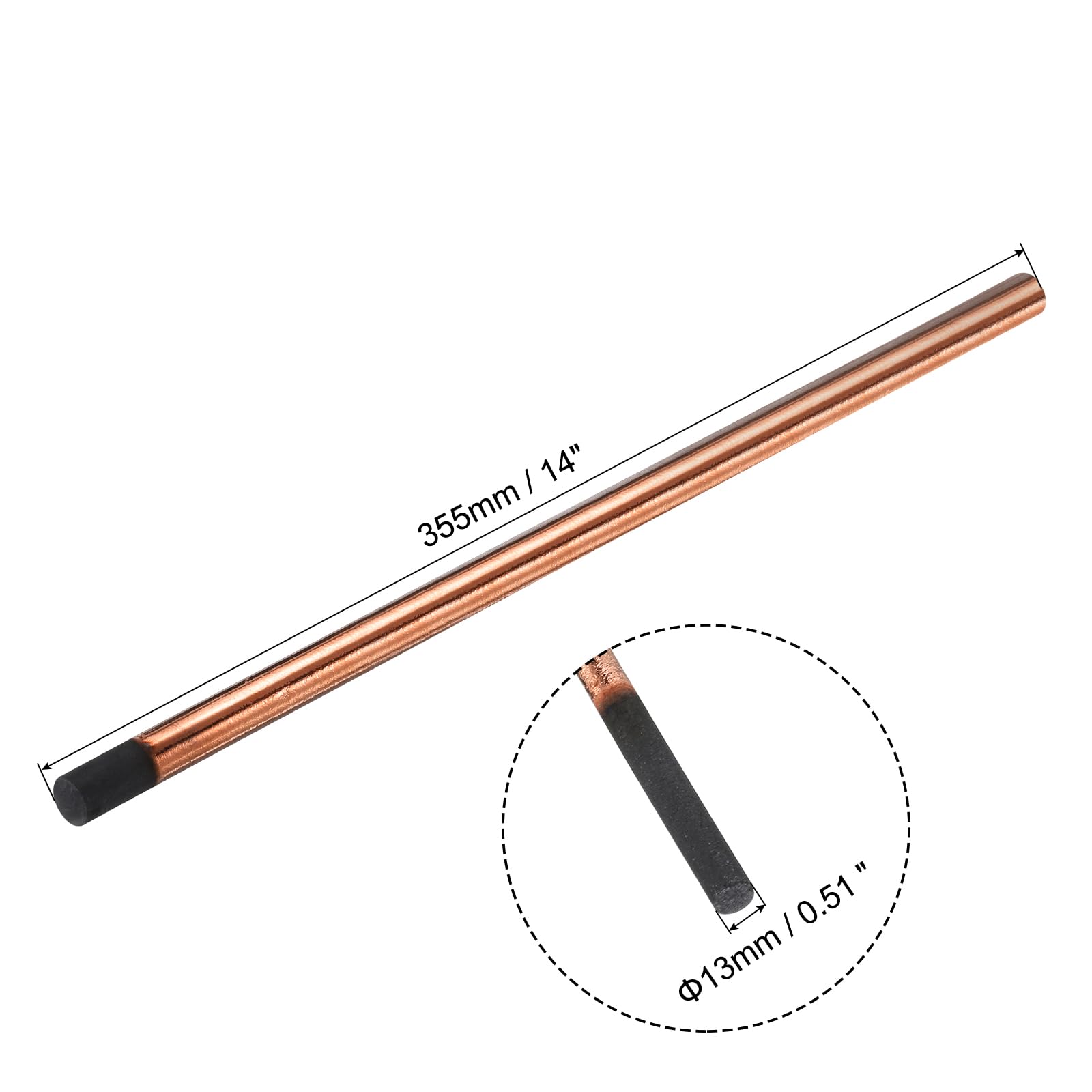 PATIKIL 20pcs 13mmx355mm(1/2"x14") Carbon Arc Air Gouging Rods Copper Graphite Coated Gouging Electrode Rods for Welding - Image 2