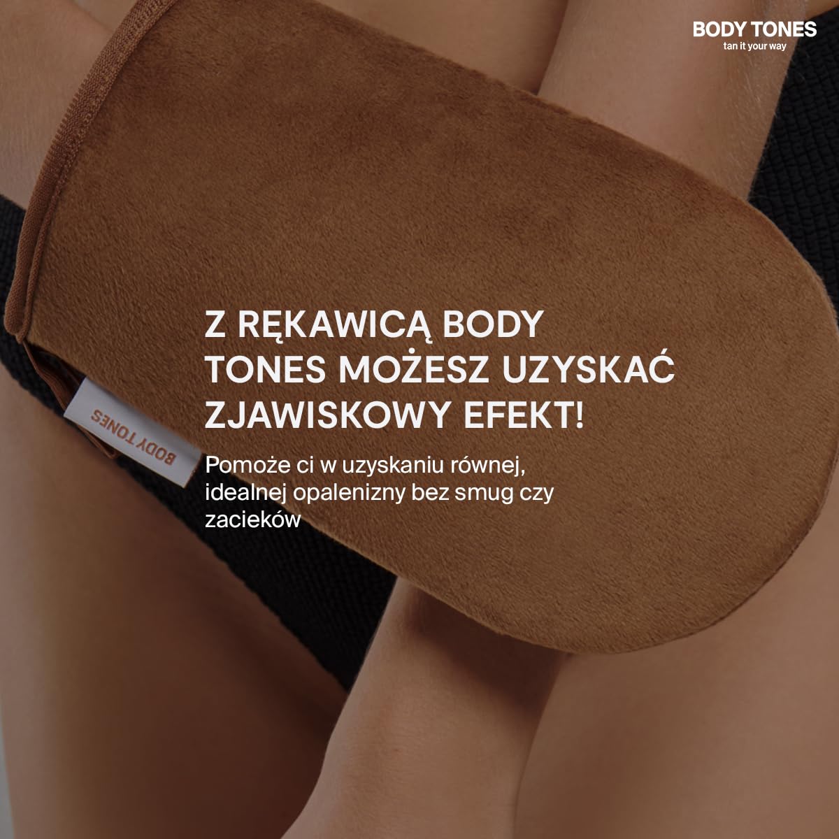 Body Tones Pianka Samoopalająca, Samoopalacz dla Ciemnej Skóry Nawilżająca i Przeciwstarzeniowa, Samoopalająca Pianka Naturalne Opalanie bez Ekspozycji na Słońce (155 ml + Rękawica, Ciemna cera)