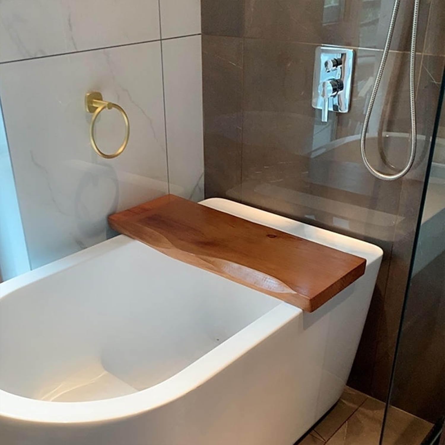 Luxury Wooden Bathtub Tray Caddy for Home Spa, Waterproof Pine Wood Bath Tray, Multifunctional Accessories, Perfect Spa Gift Women, No Assembly Required，One Color 80cm/31.5in