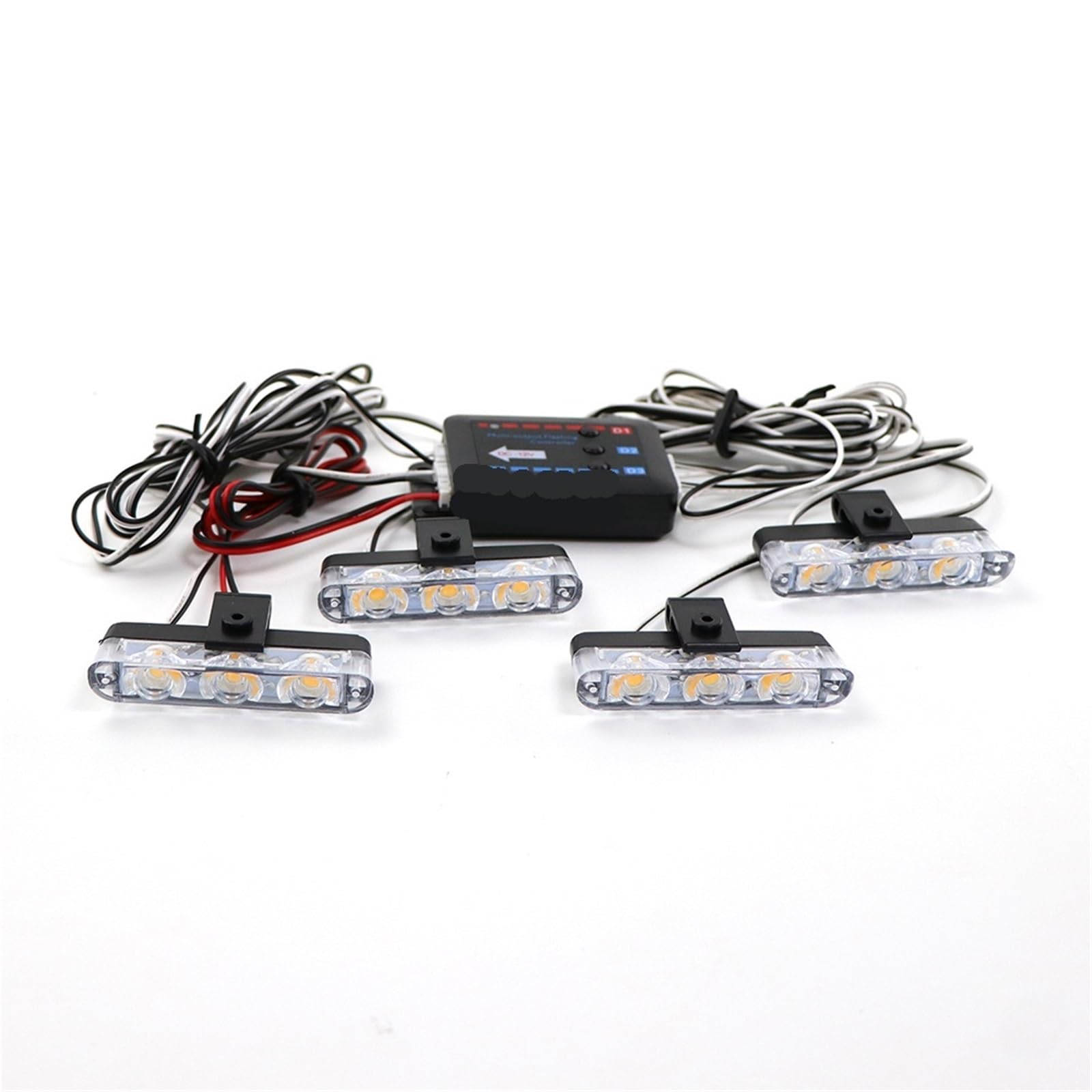 4 luces estroboscópicas LED for coche con 3 LED cada una, rojas, azules y amarillas, for emergencias, señalización intermitente, for bomberos, policía, baliza, luz de advertencia, 12 V(Yellow)