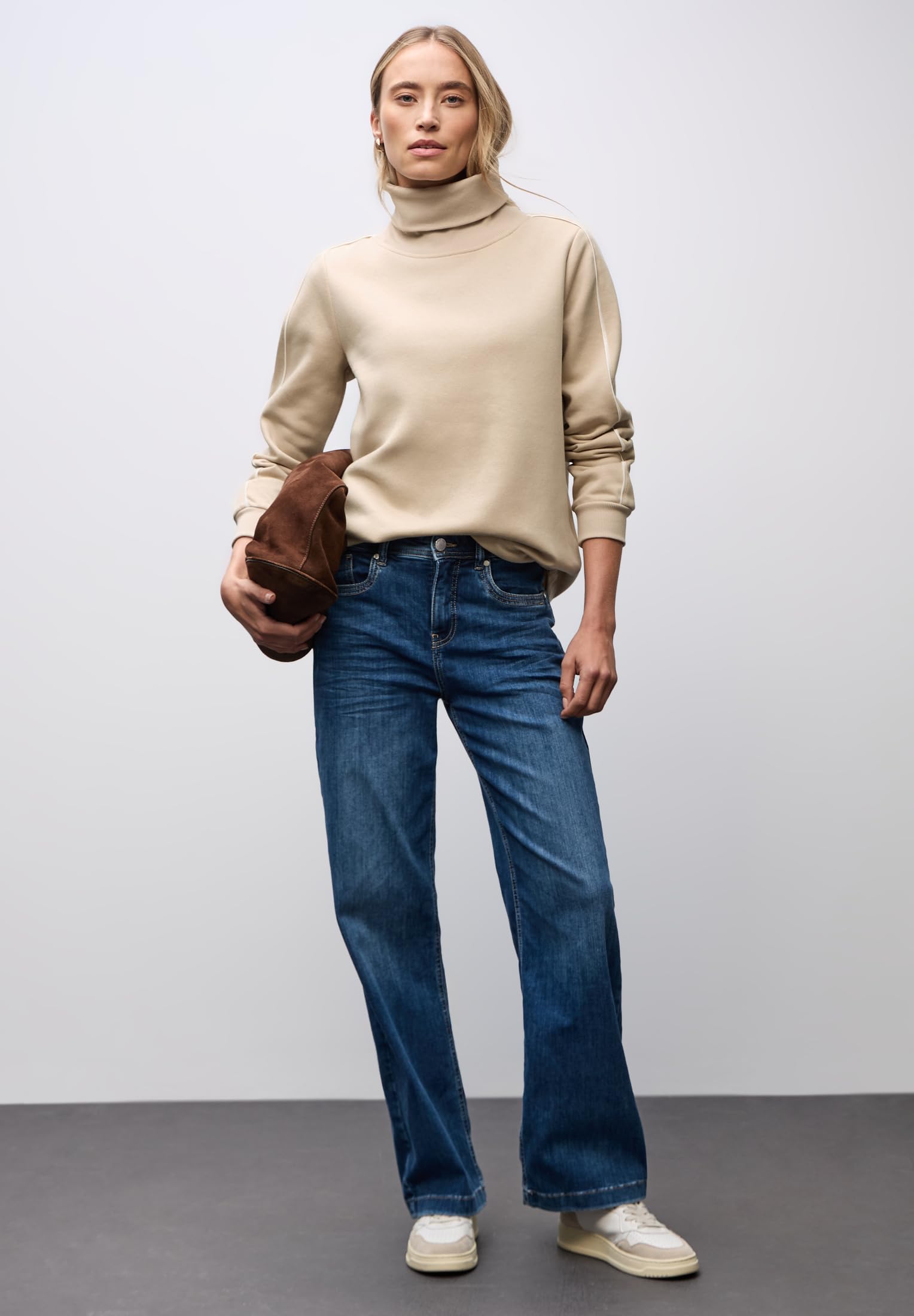 Street One Damen Sweatshirt mit Stehkragen